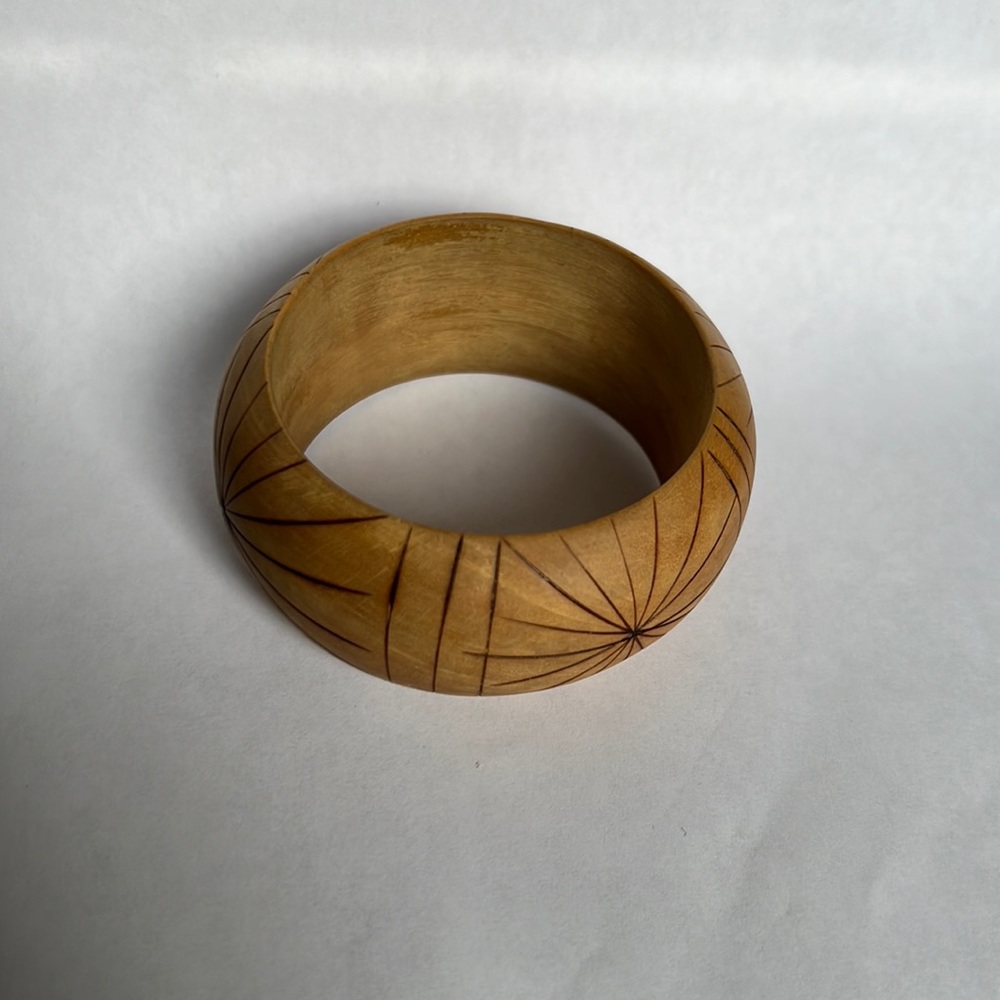 Vintage wood boho Chunky Bangle Bracelet